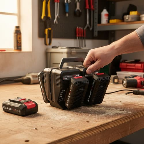 Cargador Cuadruple Fast Charger X4 Para Baterías Einhell - Miniatura 4