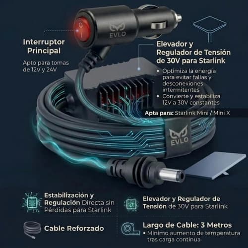 Starlink Mini Itinerante Soporte 4x4 Motorhome  Cable 12/24v - Miniatura 12