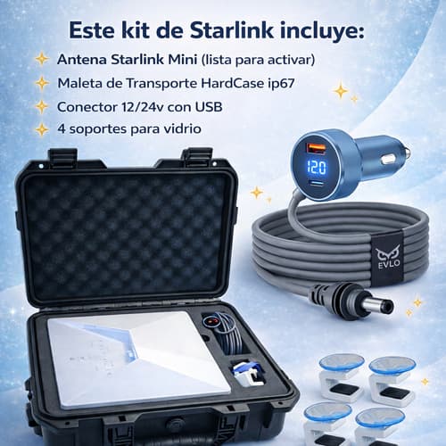 Kit Starlink + Maletín Valija + Cable Auto + Soporte Ventosa - Miniatura 2