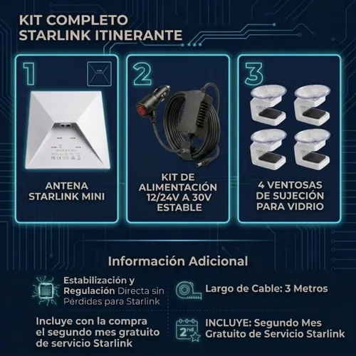 Starlink Mini Itinerante Soporte 4x4 Motorhome  Cable 12/24v - Miniatura 2