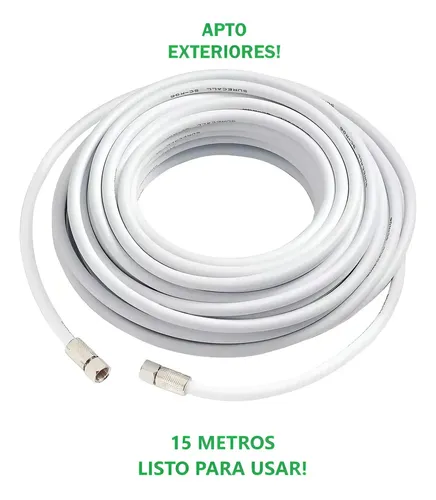 Coaxil Rg6 Armado 15 Metros Blanco Exterior Coaxial Calidad - Miniatura 2