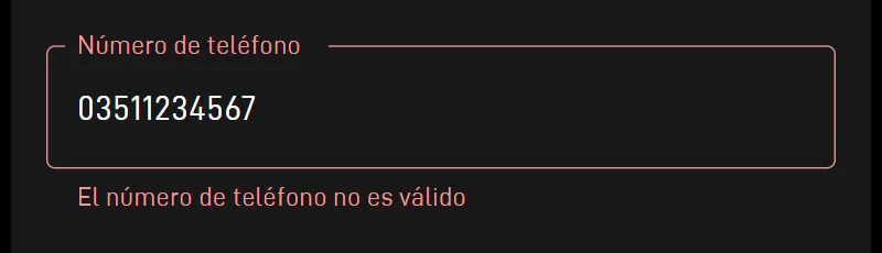Starlink rechaza el teléfono sin +549: mensaje 'El número de teléfono no es válido'